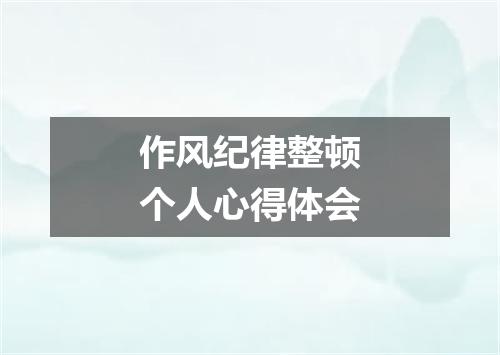 作风纪律整顿个人心得体会