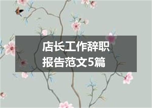 店长工作辞职报告范文5篇