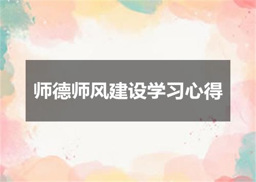 师德师风建设学习心得