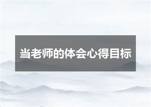 当老师的体会心得目标