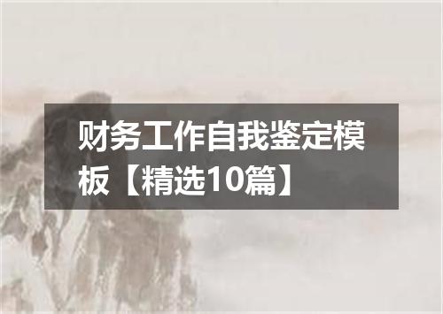 财务工作自我鉴定模板【精选10篇】