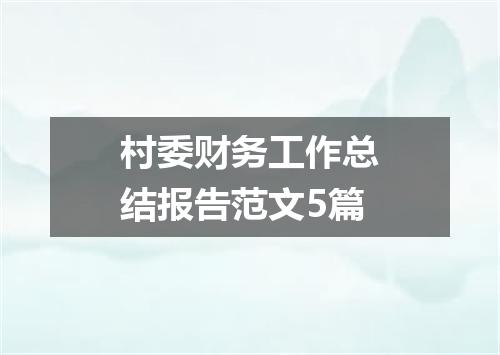 村委财务工作总结报告范文5篇
