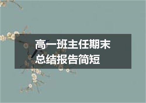 高一班主任期末总结报告简短