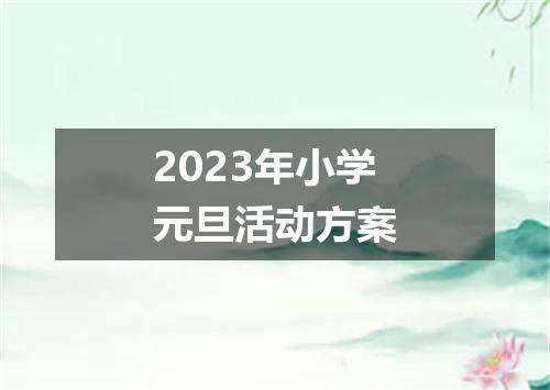 2023年小学元旦活动方案