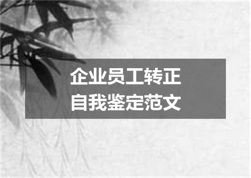 企业员工转正自我鉴定范文