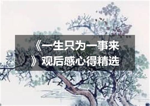 《一生只为一事来》观后感心得精选