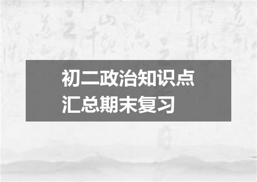 初二政治知识点汇总期末复习