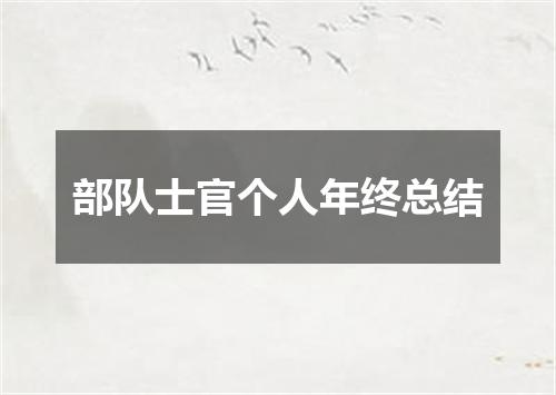 部队士官个人年终总结