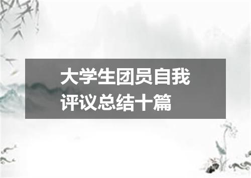 大学生团员自我评议总结十篇