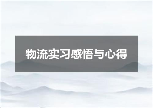 物流实习感悟与心得