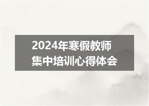 2024年寒假教师集中培训心得体会