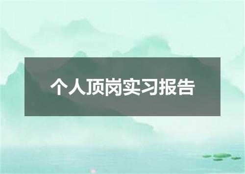 个人顶岗实习报告