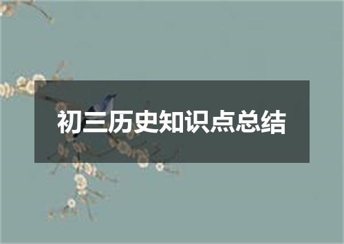 初三历史知识点总结