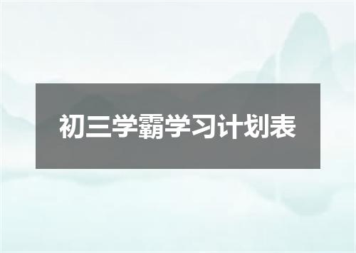 初三学霸学习计划表