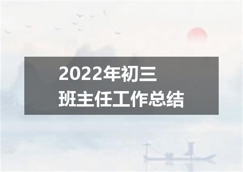 2022年初三班主任工作总结