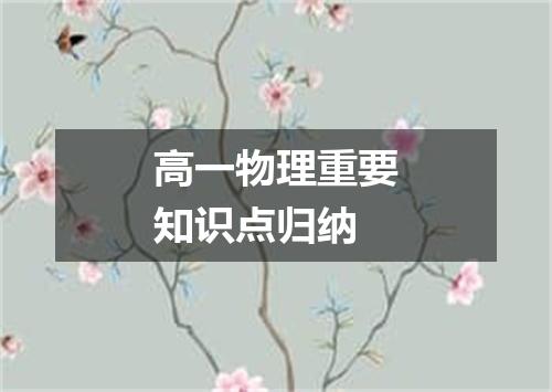 高一物理重要知识点归纳