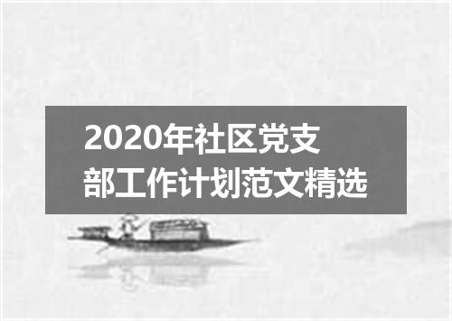 2020年社区党支部工作计划范文精选