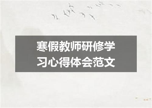 寒假教师研修学习心得体会范文