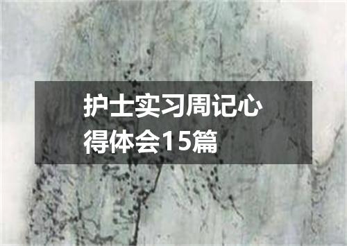 护士实习周记心得体会15篇