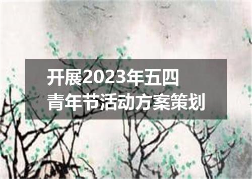 开展2023年五四青年节活动方案策划