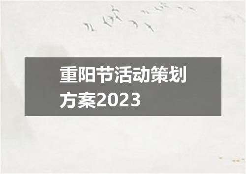 重阳节活动策划方案2023