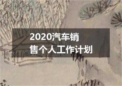 2020汽车销售个人工作计划