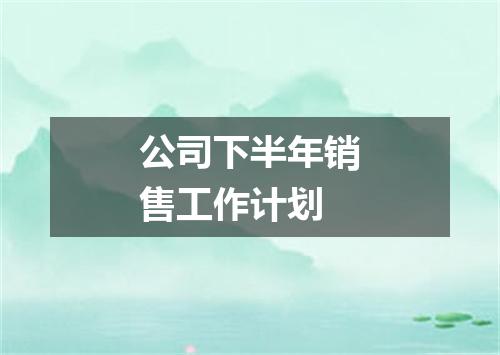 公司下半年销售工作计划