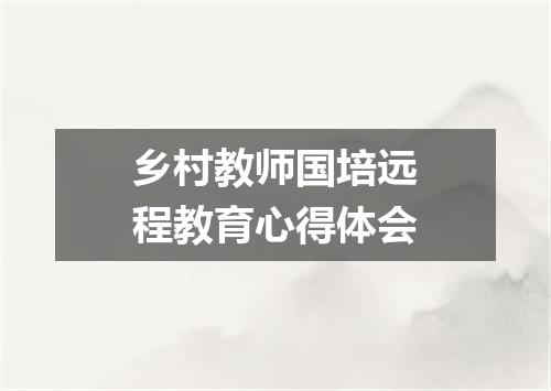 乡村教师国培远程教育心得体会