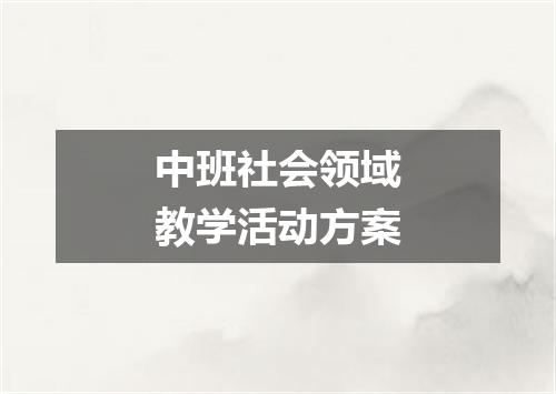 中班社会领域教学活动方案