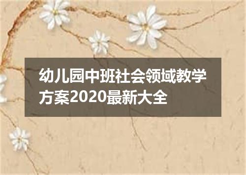 幼儿园中班社会领域教学方案2020最新大全
