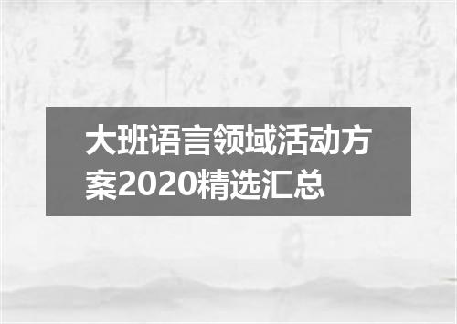 大班语言领域活动方案2020精选汇总