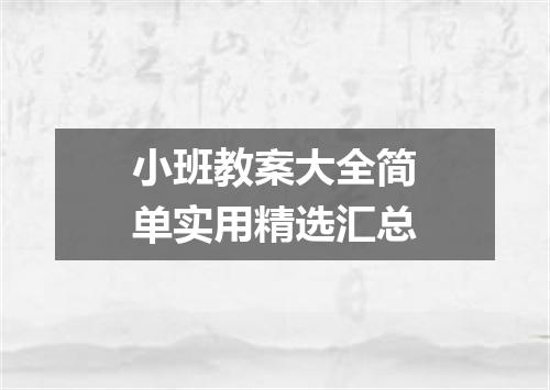 小班教案大全简单实用精选汇总
