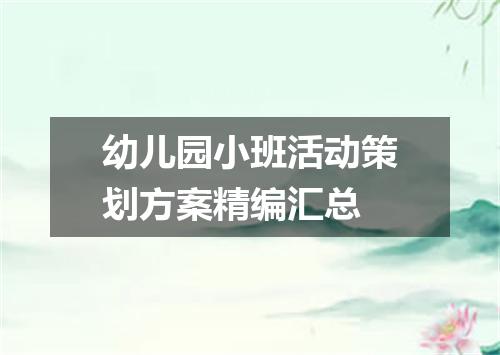 幼儿园小班活动策划方案精编汇总