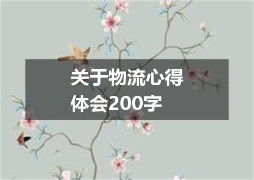关于物流心得体会200字