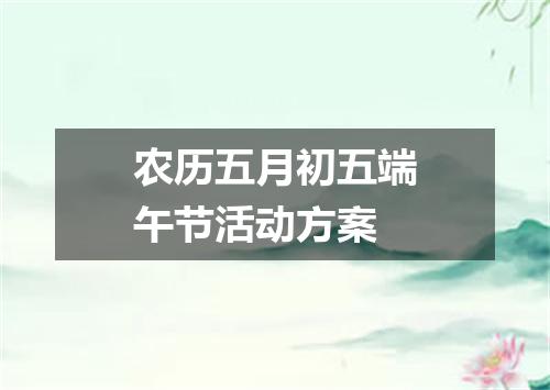 农历五月初五端午节活动方案