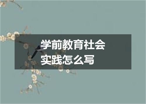 学前教育社会实践怎么写