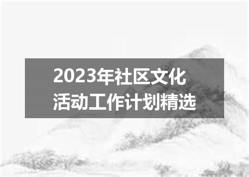 2023年社区文化活动工作计划精选