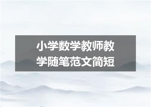 小学数学教师教学随笔范文简短