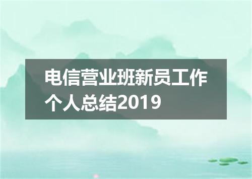 电信营业班新员工作个人总结2019