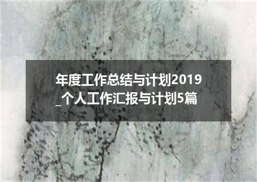 年度工作总结与计划2019_个人工作汇报与计划5篇