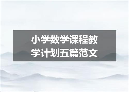 小学数学课程教学计划五篇范文
