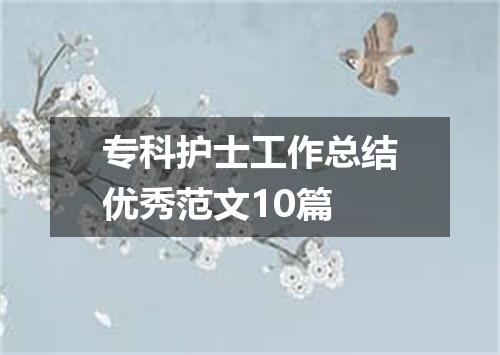 专科护士工作总结优秀范文10篇