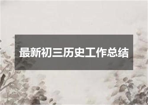 最新初三历史工作总结