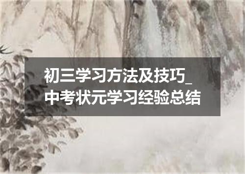 初三学习方法及技巧_中考状元学习经验总结