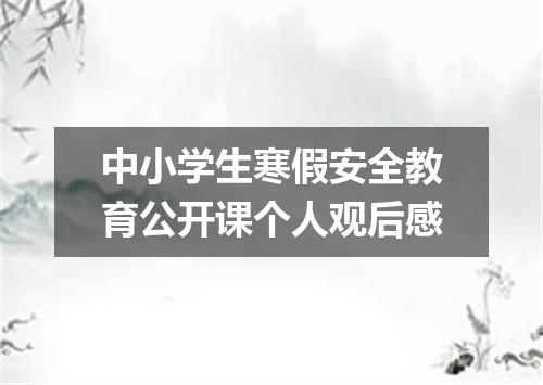 中小学生寒假安全教育公开课个人观后感