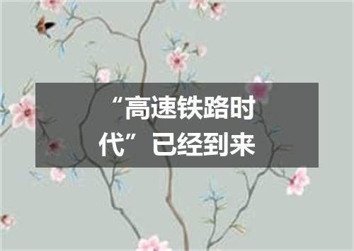 “高速铁路时代”已经到来