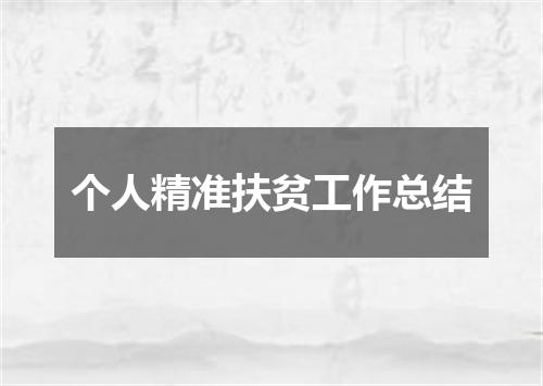 个人精准扶贫工作总结