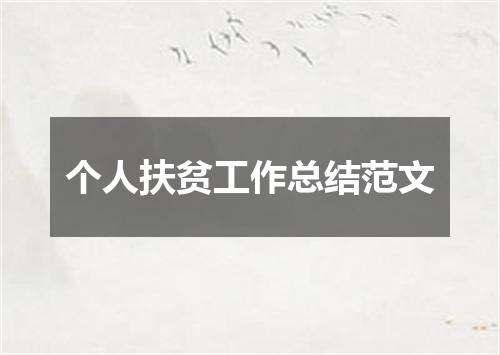 个人扶贫工作总结范文