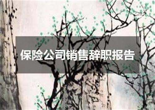 保险公司销售辞职报告