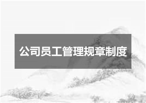 公司员工管理规章制度